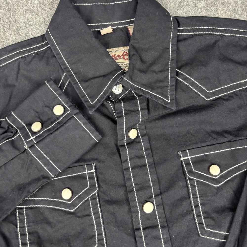 Rafter C Western Shirt Boys Medium Black Pearl Snap Button Up Cowboy Rodeo‎ Kids